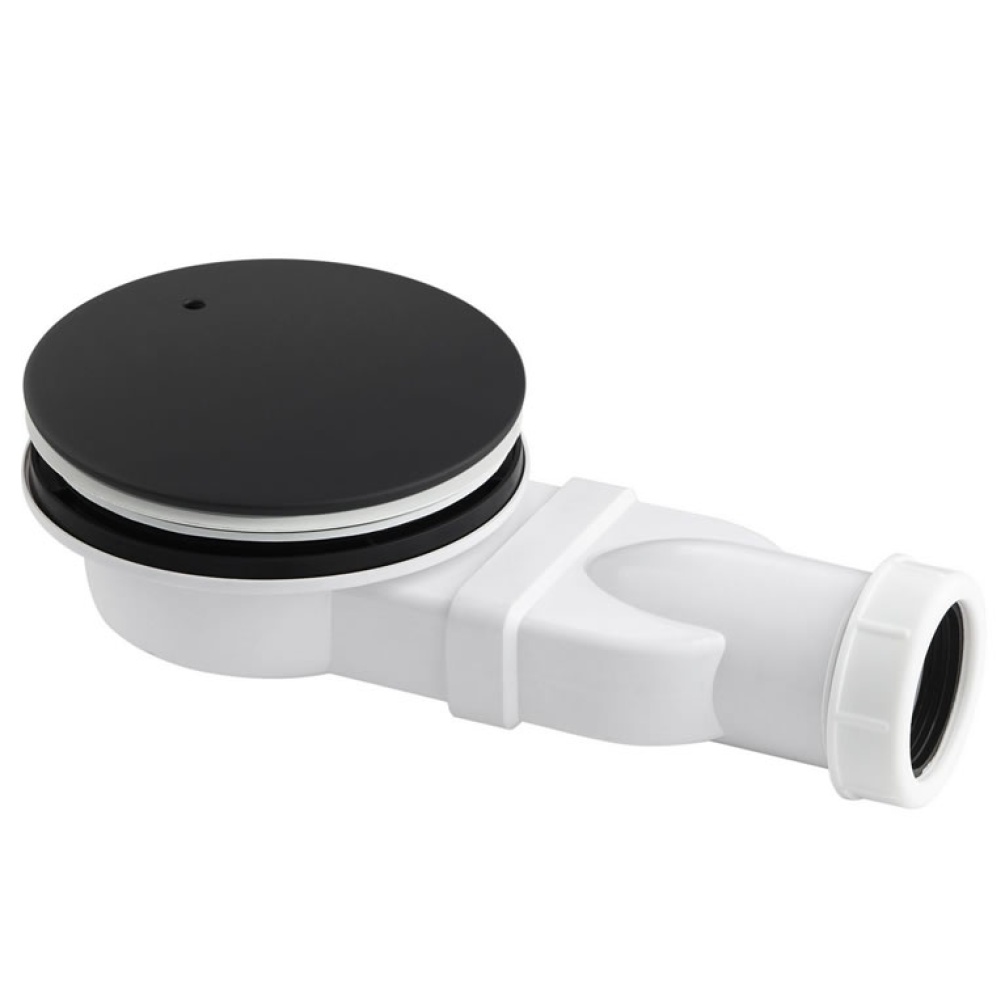 Product Cut out image of the JTP Vos Matt Black Slim Shower Waste